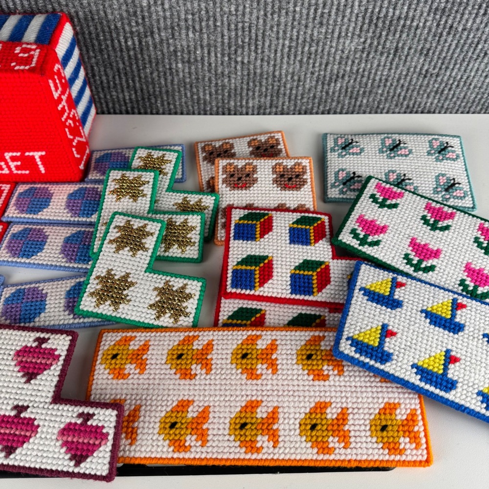 Vintage Needlepoint Counting Set Montessori Homeschool Numbers Toy Set F72Q - Picture 9 of 16
